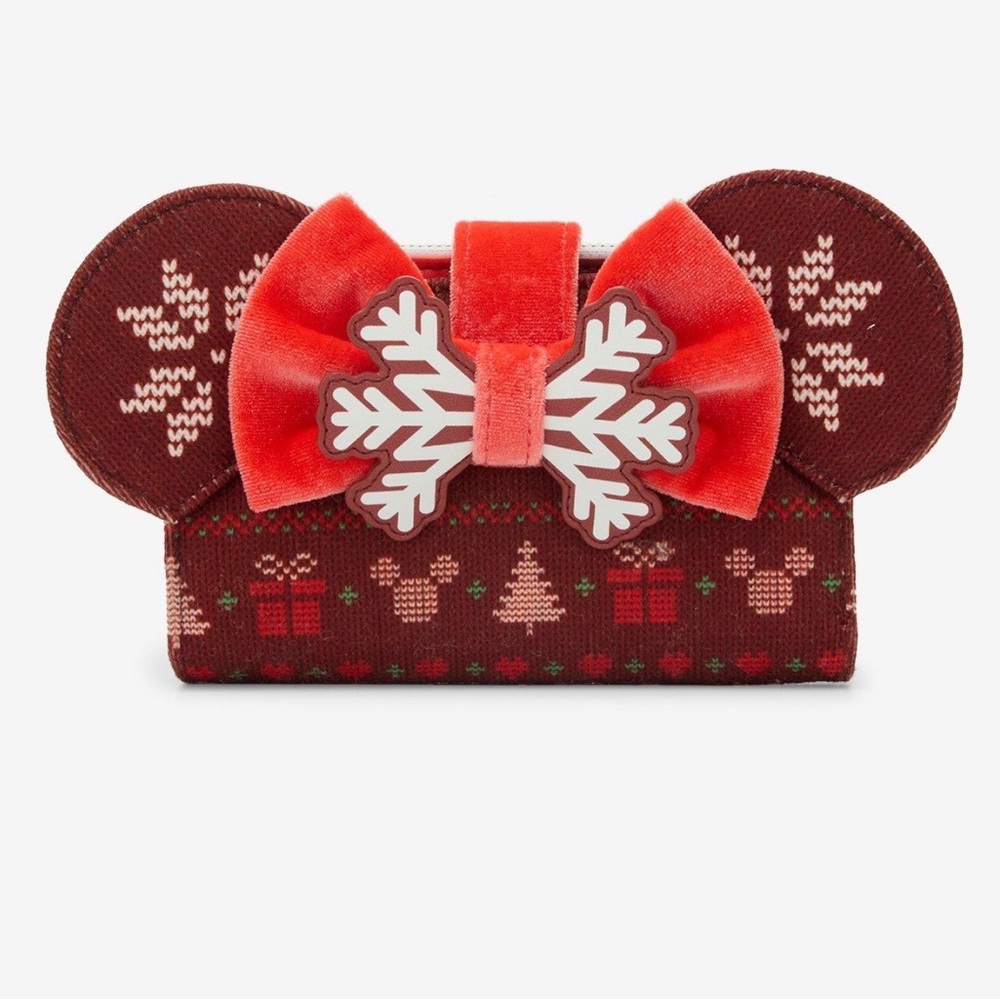 Holiday Minnie Ear Wallet with Red Bow